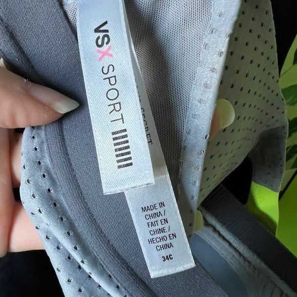 Victorias Secret Womens Gray Sports Bra Neon Yellow Crossback 34C - Picture 5 of 5